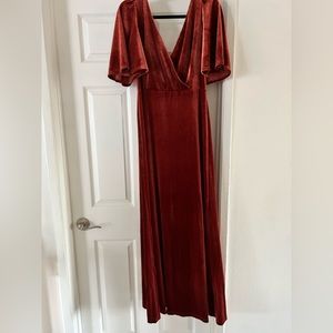 Velvet brick red dress